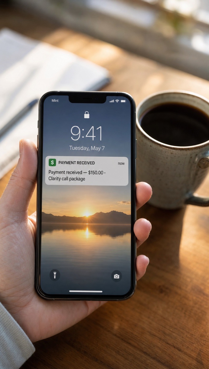 Lock screen notification: Payment received $150